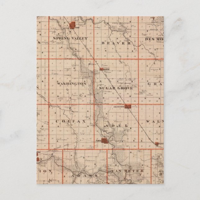 Postal Mapa del condado de Dallas, estado de Iowa (Anverso)