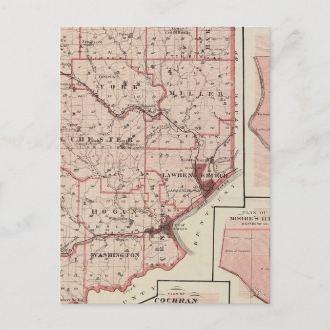 Postal Mapa del condado de Dearborn con Greendale (Anverso)