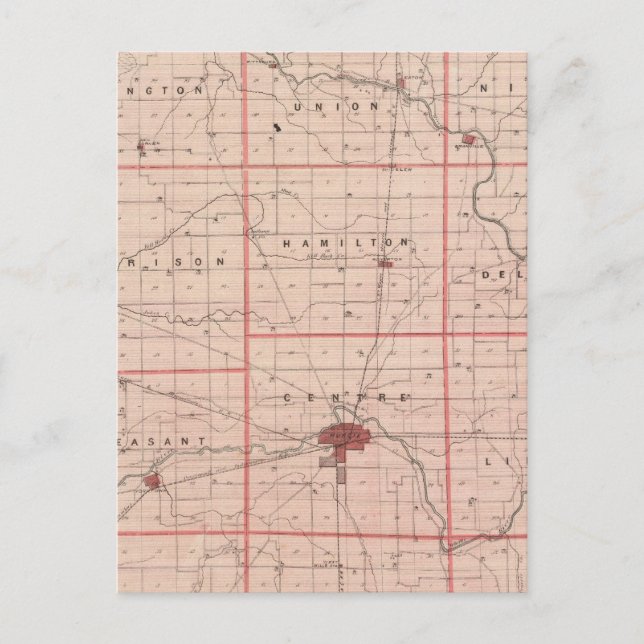 Postal Mapa del condado de Delaware (Anverso)