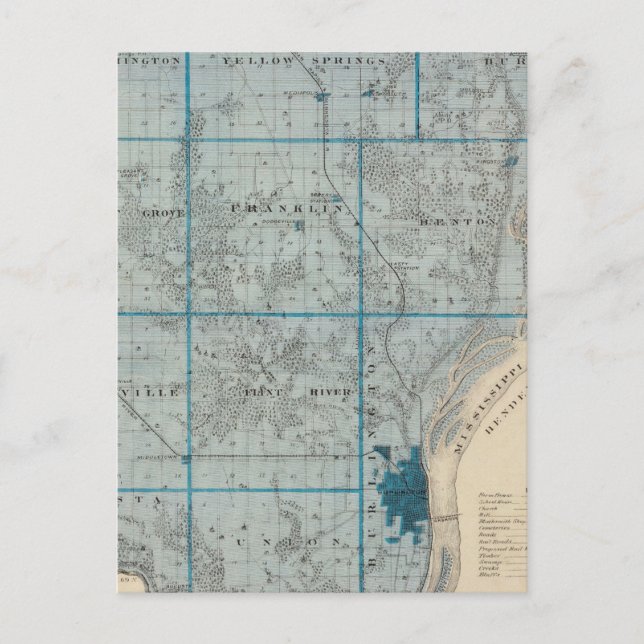 Postal Mapa del condado de Des Moines, estado de Iowa (Anverso)