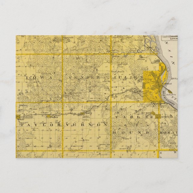 Postal Mapa del condado de Dubuque (Anverso)