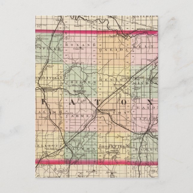 Postal Mapa del condado de Eaton, Michigan (Anverso)