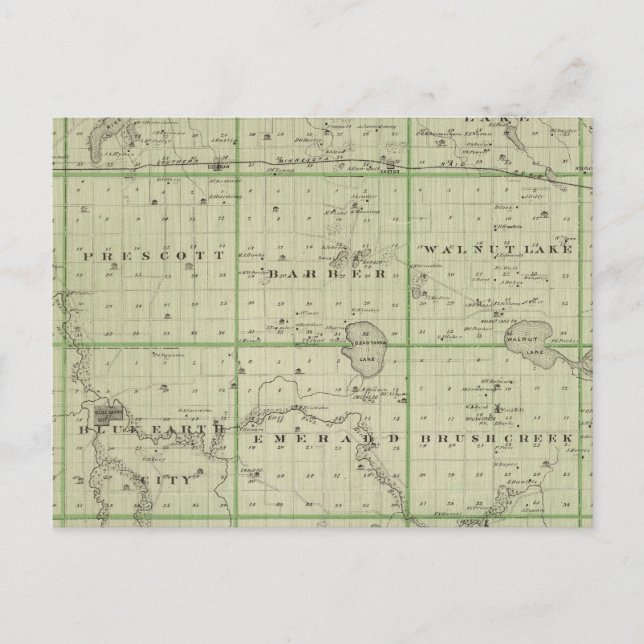 Postal Mapa del condado de Faribault, Minnesota (Anverso)