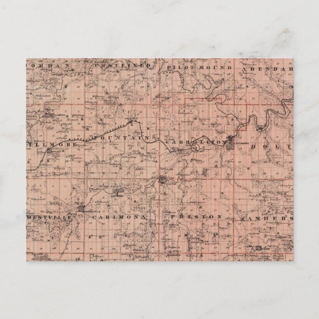 Postal Mapa del condado de Fillmore, Minnesota (Anverso)