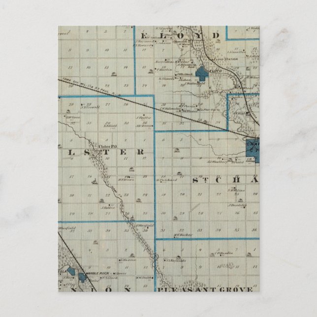Postal Mapa del condado de Floyd, estado de Iowa (Anverso)