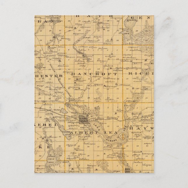 Postal Mapa del condado de Freeborn, Minnesota (Anverso)