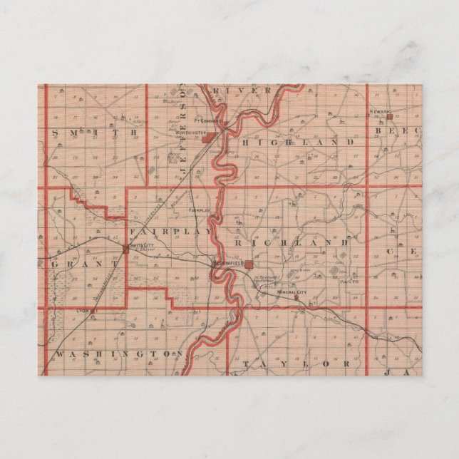 Postal Mapa del condado de Greene (Anverso)