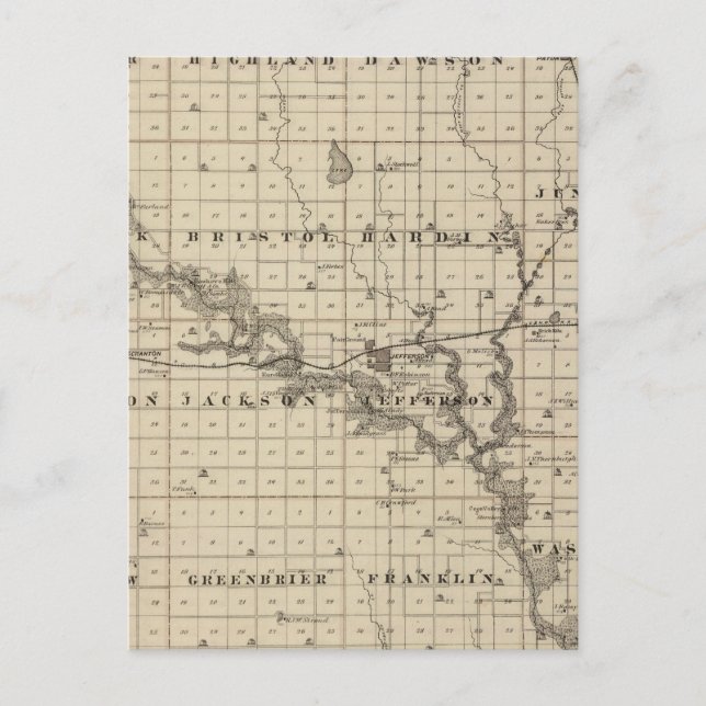 Postal Mapa del condado de Greene, estado de Iowa (Anverso)