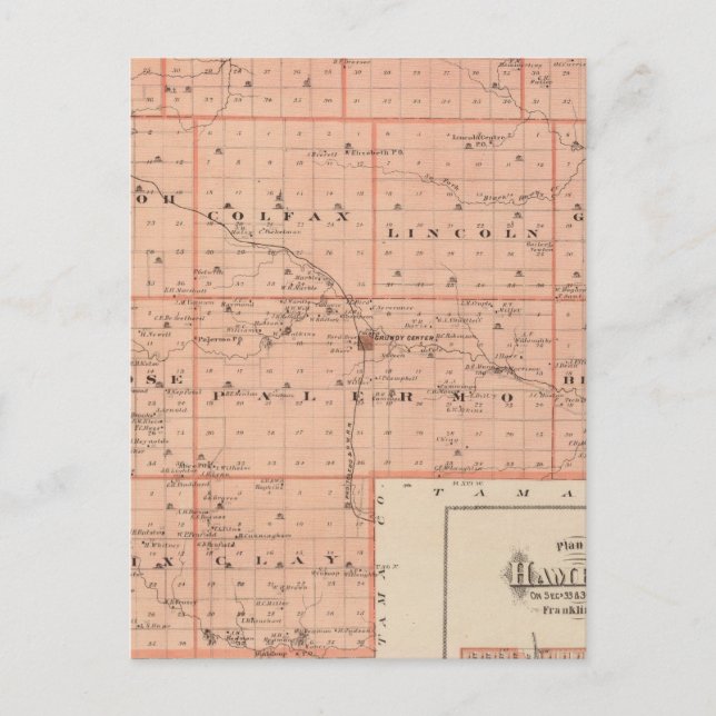 Postal Mapa del condado de Grundy, estado de Iowa (Anverso)