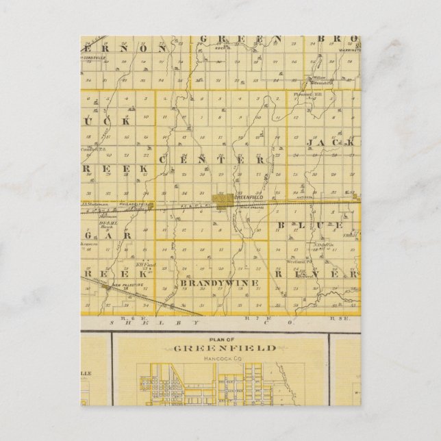 Postal Mapa del condado de Hancock con Charlottesville (Anverso)