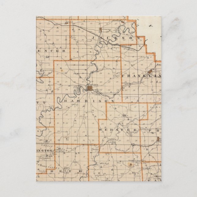 Postal Mapa del condado de Harrison (Anverso)