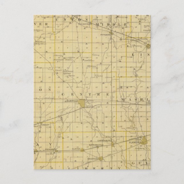 Postal Mapa del condado de Hendricks (Anverso)