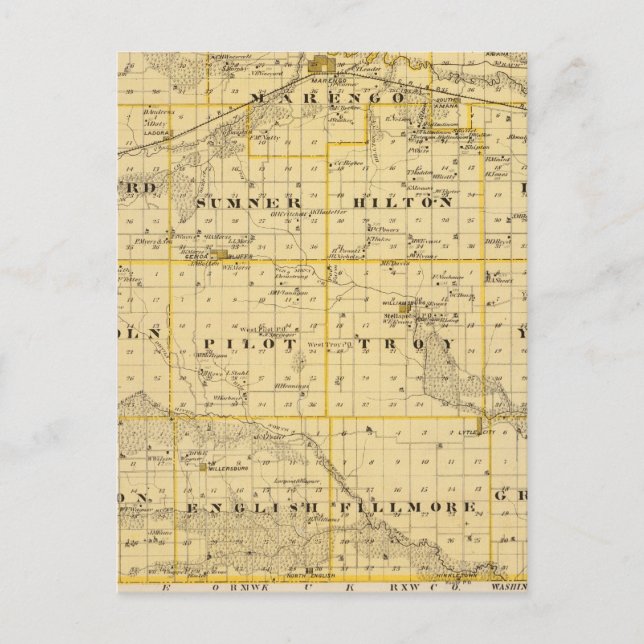 Postal Mapa del condado de Iowa, estado de Iowa (Anverso)