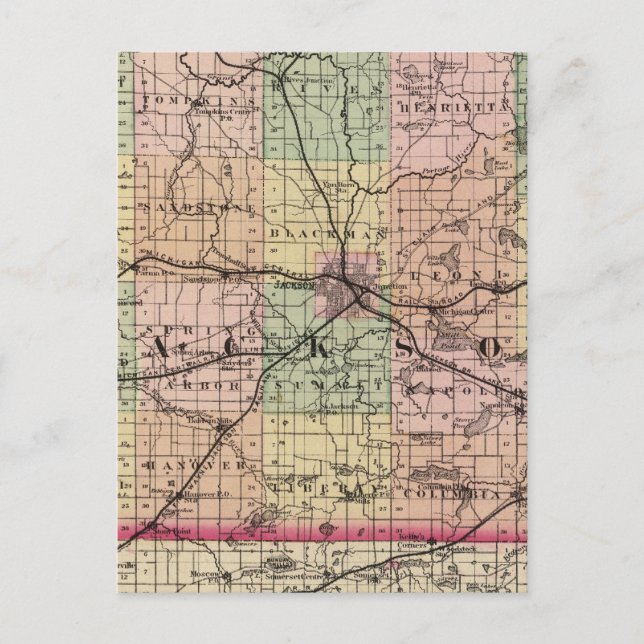 Postal Mapa del condado de Jackson, Michigan (Anverso)