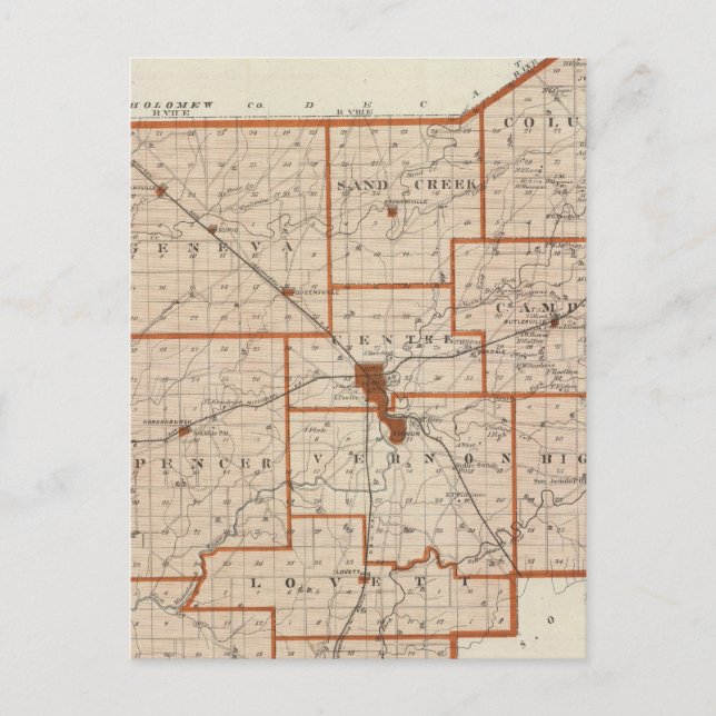 Postal Mapa del condado de Jennings (Anverso)