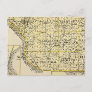 Postal Mapa del condado de JoDaviess, Moline y Dunleith