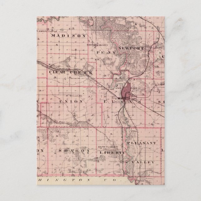 Postal Mapa del condado de Johnson, estado de Iowa (Anverso)