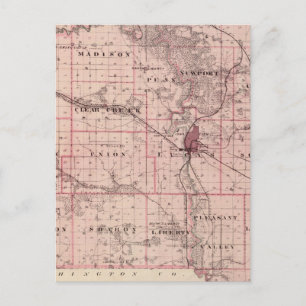 Postal Mapa del condado de Johnson, estado de Iowa