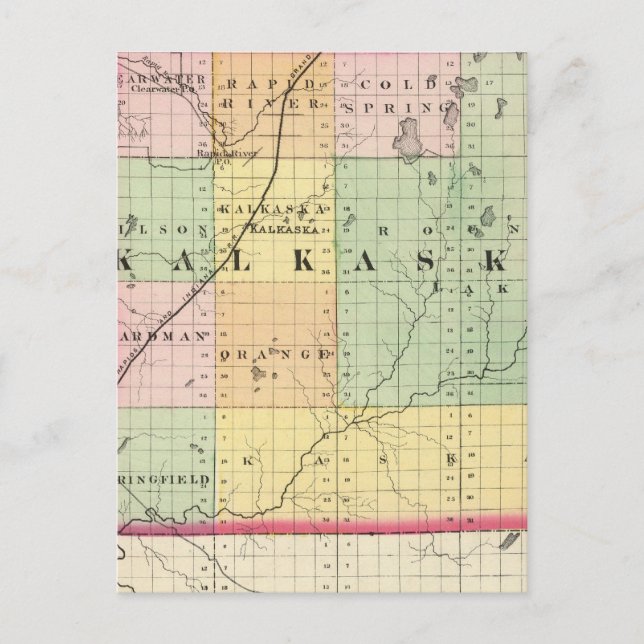 Postal Mapa del condado de Kalkaska, Michigan (Anverso)