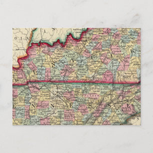 Postal Mapa Del Condado De Kentucky Y Tennessee