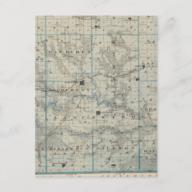 Postal Mapa del condado de Keokuk, estado de Iowa (Anverso)
