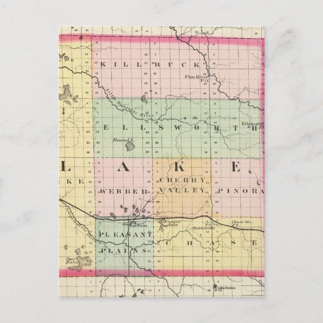Postal Mapa del condado de Lake, Michigan (Anverso)