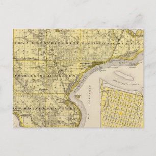 Postal Mapa del condado de Lee y Montrose, estado de Iowa