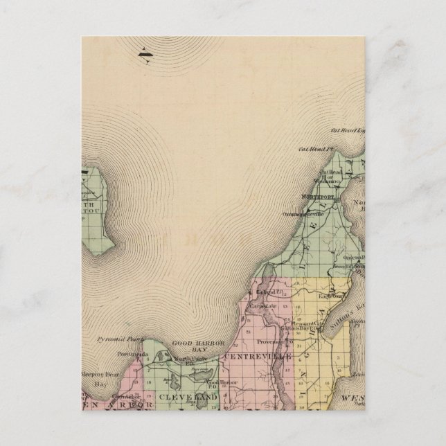 Postal Mapa del condado de Leelanau, Michigan (Anverso)