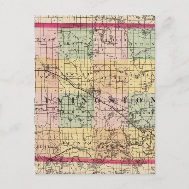 Postal Mapa del condado de Livingston, Michigan (Anverso)