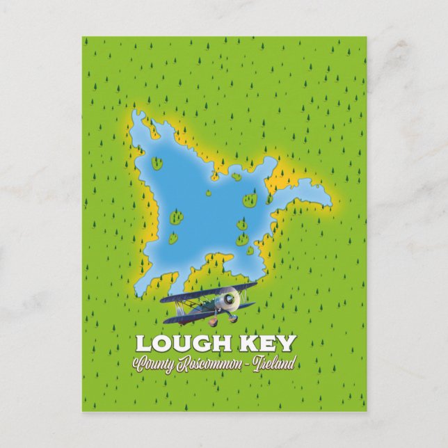 Postal Mapa del condado de Lough Key Roscommon, Irlanda (Anverso)