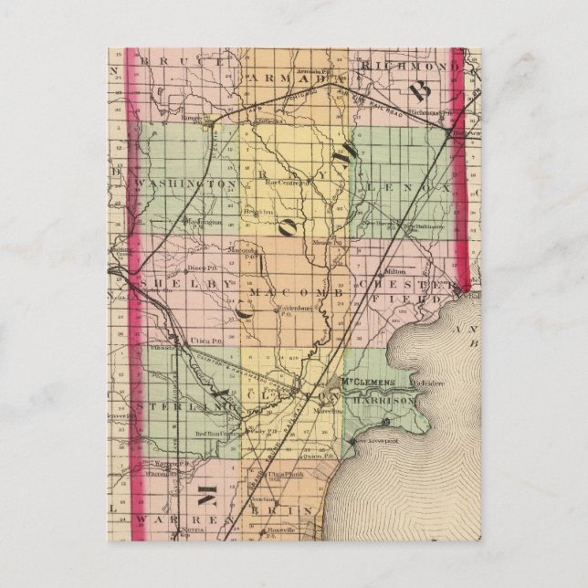 Postal Mapa del condado de Macomb, Michigan (Anverso)