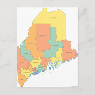Postal Mapa del condado de Maine