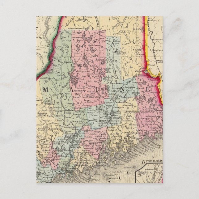Postal Mapa Del Condado De Maine (Anverso)