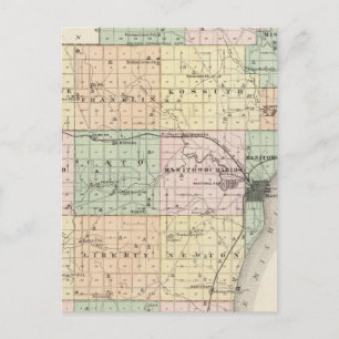 Postal Mapa del condado de Manitowoc, estado de Wisconsin