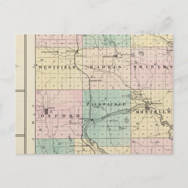 Postal Mapa del condado de Marquette y Westfield (Anverso)