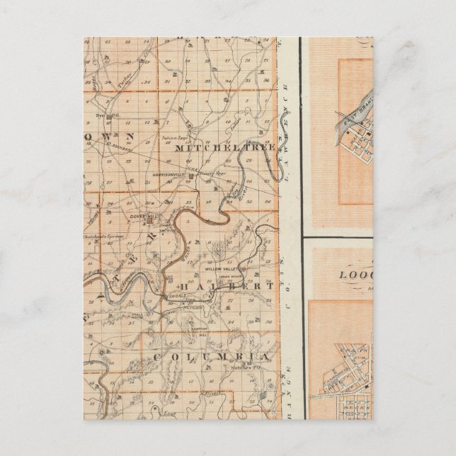 Postal Mapa del condado de Martin con Shoals, Loogootee (Anverso)