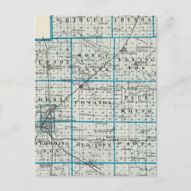 Postal Mapa del condado de McLean y Le Roy (Anverso)