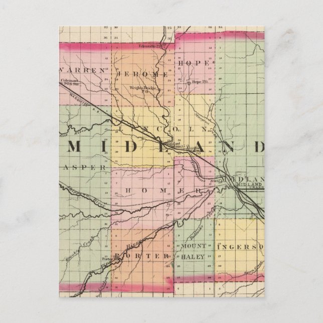 Postal Mapa del condado de Midland, Michigan (Anverso)