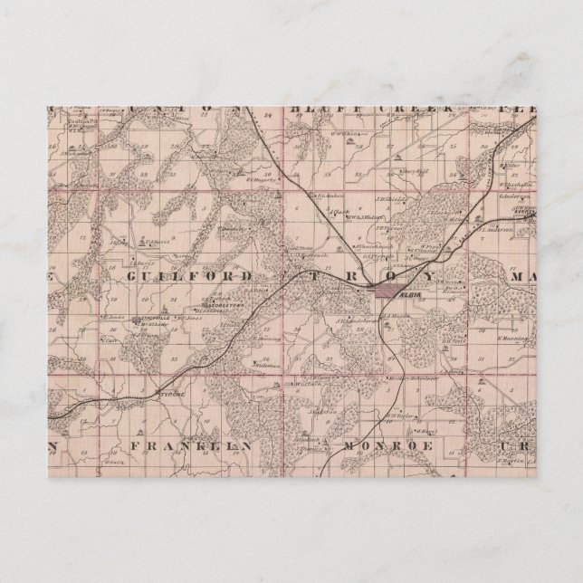 Postal Mapa del condado de Monroe, estado de Iowa (Anverso)
