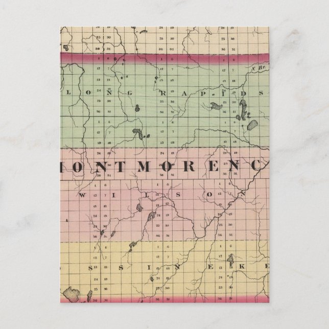 Postal Mapa del condado de Montmorency, Michigan (Anverso)