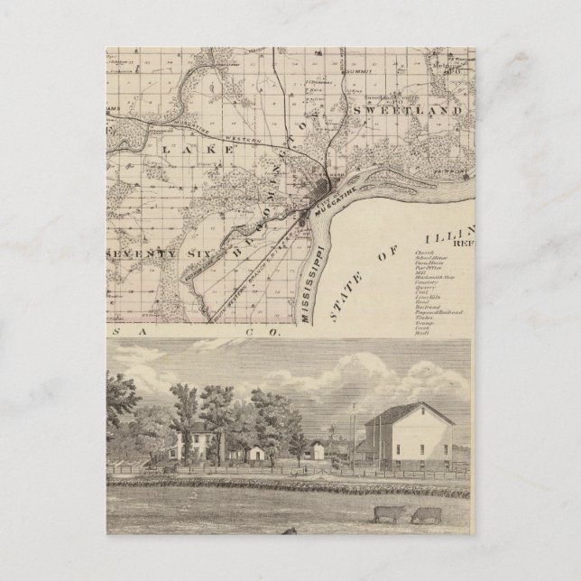 Postal Mapa del condado de Muscatine (Anverso)
