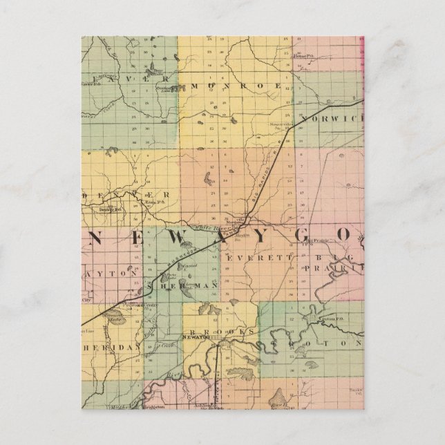 Postal Mapa del condado de Newaygo, Michigan (Anverso)