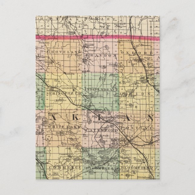 Postal Mapa del condado de Oakland, Michigan (Anverso)