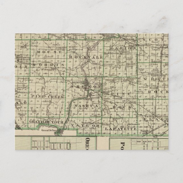 Postal Mapa del condado de Ogle, Polo y Oregon (Anverso)