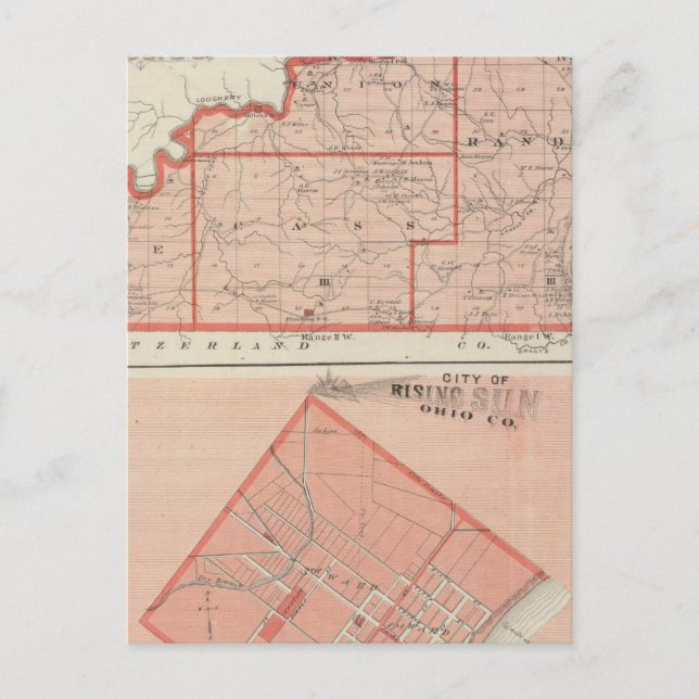 Postal Mapa del condado de Ohio con la ciudad de Rising S (Anverso)