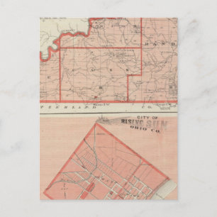 Postal Mapa del condado de Ohio con la ciudad de Rising S