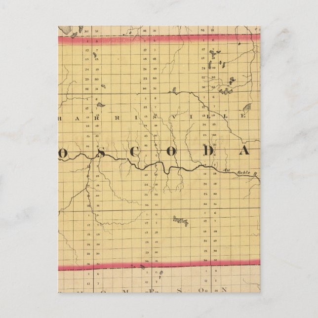 Postal Mapa del condado de Oscoda, Michigan (Anverso)