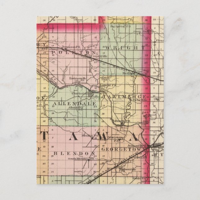 Postal Mapa del condado de Ottawa, Michigan (Anverso)
