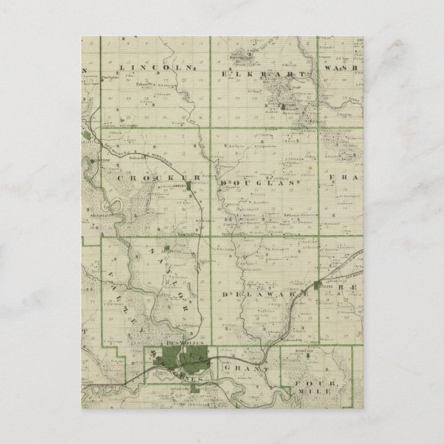 Postal Mapa del condado de Polk, estado de Iowa (Anverso)