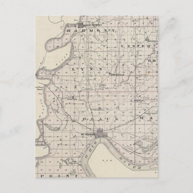 Postal Mapa del condado de Posey (Anverso)